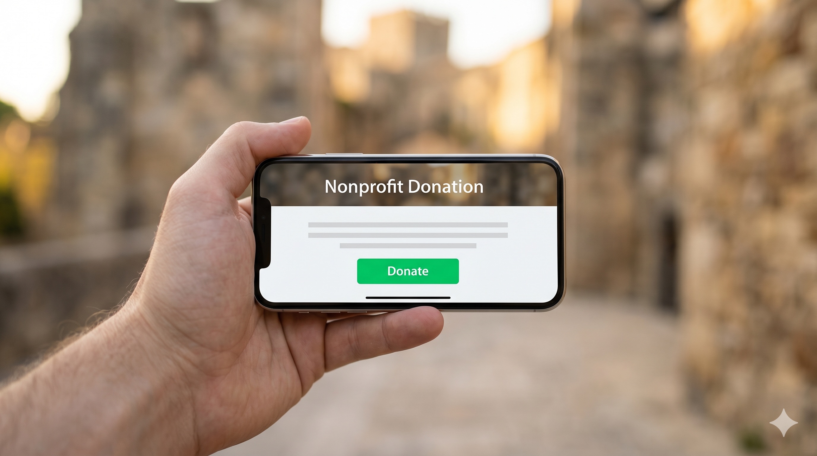 A phone showing a clean public donation page